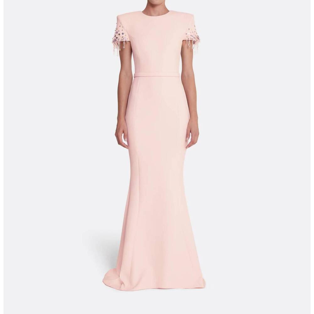 NEW SAFIYAA parker delicate pastel gown in pale pink